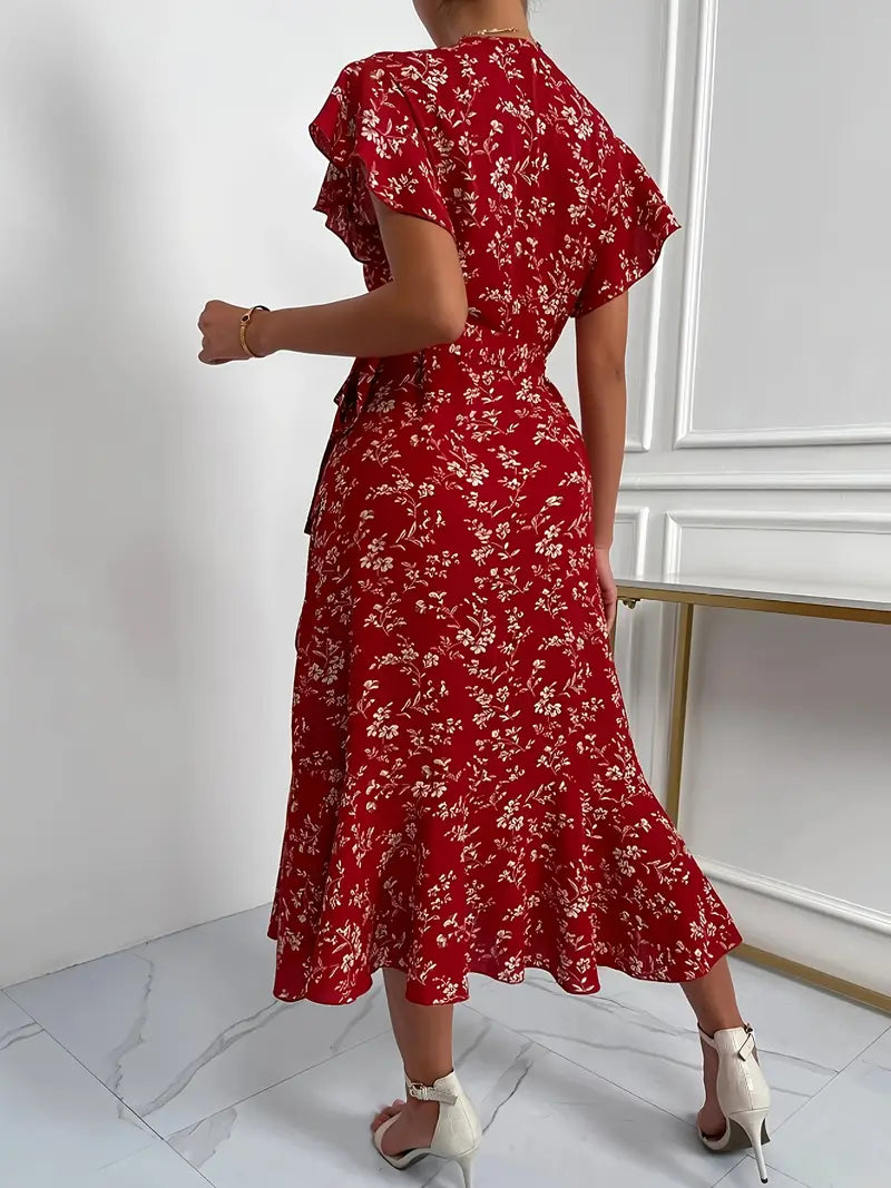 Robe portefeuille à motifs floraux