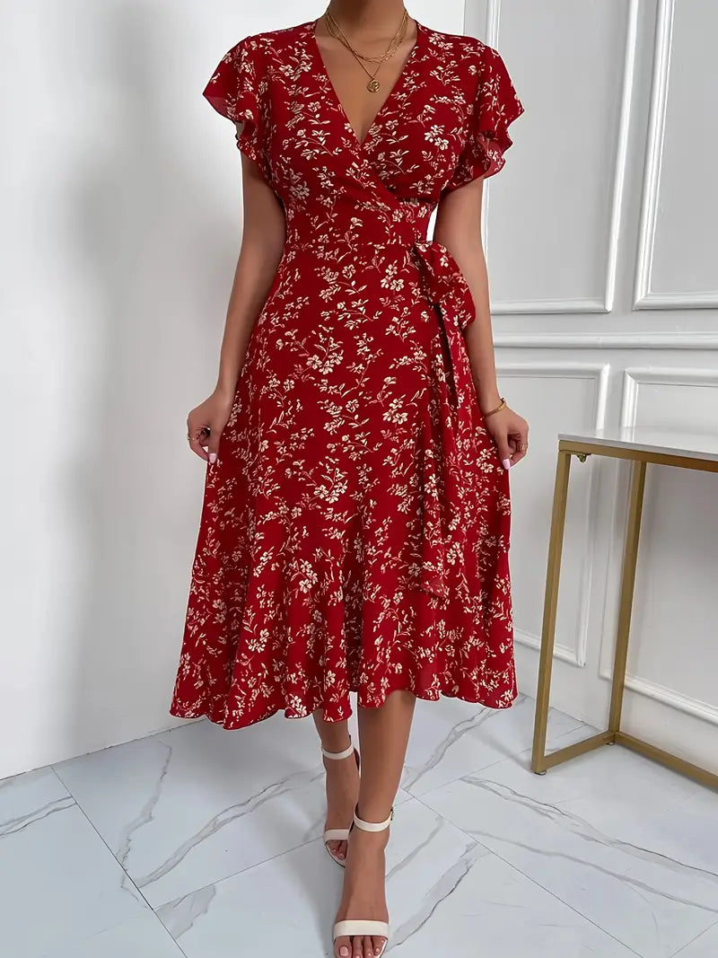 Robe portefeuille à motifs floraux