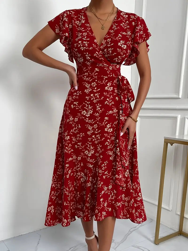 Robe portefeuille à motifs floraux