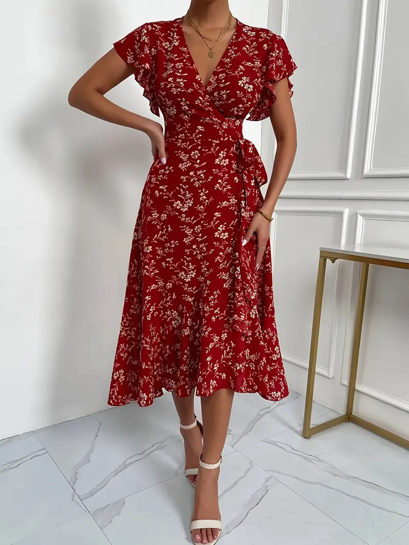 Robe portefeuille à motifs floraux