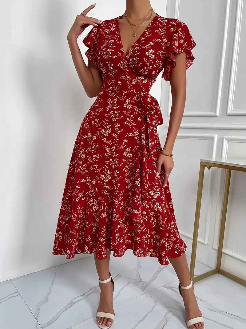 Robe portefeuille à motifs floraux